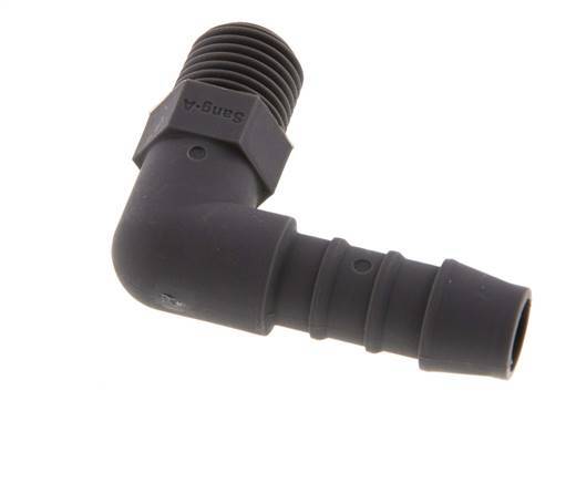 Codo de manguera de 10 mm y R1/4'' PA 6 con rosca macho [10 piezas]