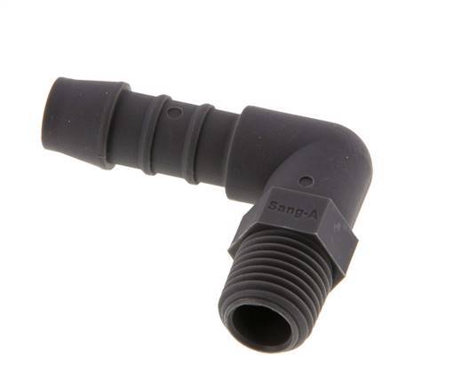 Codo de manguera de 10 mm y R1/4'' PA 6 con rosca macho [10 piezas]