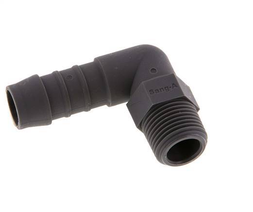 Codo de manguera de 13 mm (1/2'') y R3/8'' PA 6 con rosca macho [5 piezas]