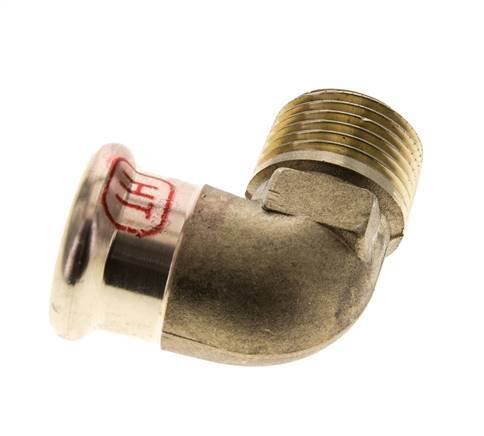 Accesorio a presión codo de 90 grados - 18 mm hembra y R 1/2'' macho - Aleación de cobre