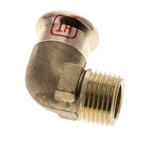Accesorio a presión codo de 90 grados - 18 mm hembra y R 1/2'' macho - Aleación de cobre