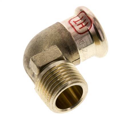 Accesorio a presión codo de 90 grados - 18 mm hembra y R 1/2'' macho - Aleación de cobre