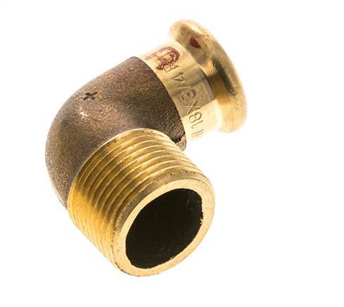 Accesorio a presión codo de 90 grados - 18 mm hembra y R 3/4'' macho - Aleación de cobre