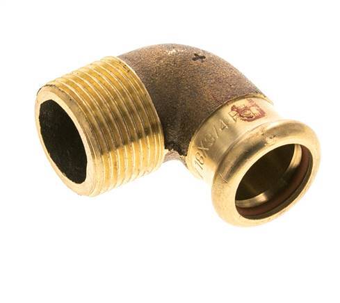 Accesorio a presión codo de 90 grados - 18 mm hembra y R 3/4'' macho - Aleación de cobre