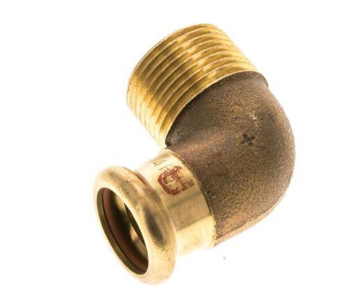 Accesorio a presión codo de 90 grados - 18 mm hembra y R 3/4'' macho - Aleación de cobre