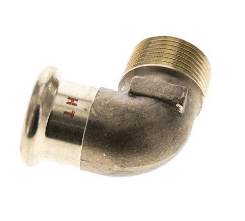 Racor a presión codo de 90 grados - 22 mm hembra y R 3/4'' macho - Aleación de cobre