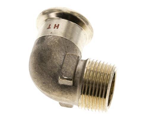Racor a presión codo de 90 grados - 22 mm hembra y R 3/4'' macho - Aleación de cobre