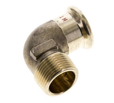 Racor a presión codo de 90 grados - 22 mm hembra y R 3/4'' macho - Aleación de cobre