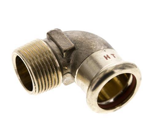 Racor a presión codo de 90 grados - 22 mm hembra y R 3/4'' macho - Aleación de cobre