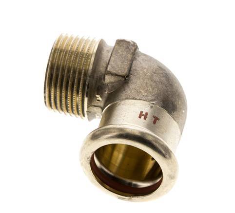 Racor a presión codo de 90 grados - 22 mm hembra y R 3/4'' macho - Aleación de cobre