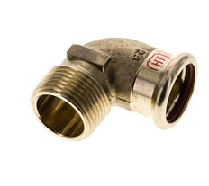 Accesorio a presión codo de 90 grados - 28 mm hembra y R 1'' macho - Aleación de cobre
