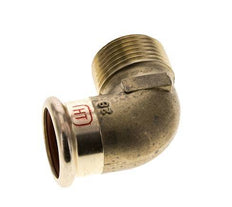 Accesorio a presión codo de 90 grados - 28 mm hembra y R 1'' macho - Aleación de cobre