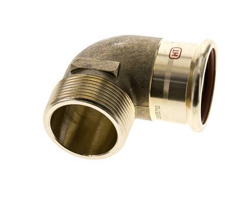 Accesorio a presión codo de 90 grados - 42 mm hembra y R 1-1/2'' macho - Aleación de cobre