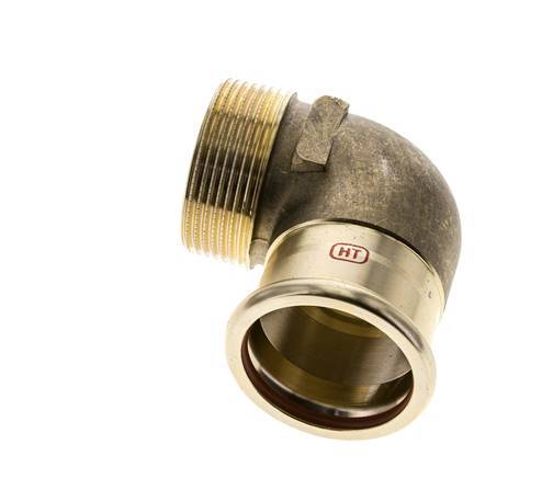 Accesorio a presión codo de 90 grados - 42 mm hembra y R 1-1/2'' macho - Aleación de cobre