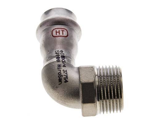 Racor a presión codo de 90 grados - 18 mm hembra y R 3/4'' macho - Acero inoxidable