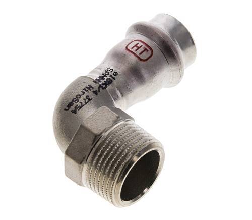 Racor a presión codo de 90 grados - 18 mm hembra y R 3/4'' macho - Acero inoxidable