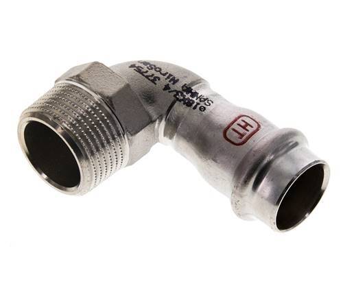 Racor a presión codo de 90 grados - 18 mm hembra y R 3/4'' macho - Acero inoxidable