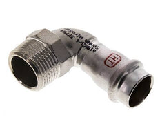 Racor a presión codo de 90 grados - 18 mm hembra y R 3/4'' macho - Acero inoxidable