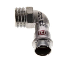 Racor a presión codo de 90 grados - 18 mm hembra y R 3/4'' macho - Acero inoxidable