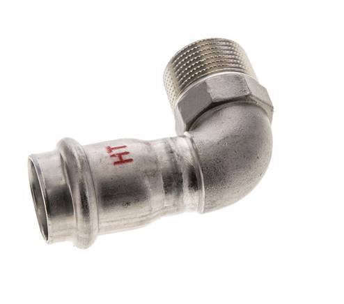 Racor a presión codo de 90 grados - 22 mm hembra y R 3/4'' macho - Acero inoxidable