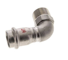 Racor a presión codo de 90 grados - 22 mm hembra y R 3/4'' macho - Acero inoxidable