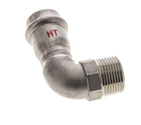 Racor a presión codo de 90 grados - 22 mm hembra y R 3/4'' macho - Acero inoxidable