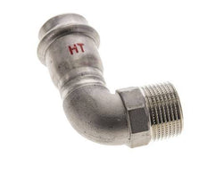 Racor a presión codo de 90 grados - 22 mm hembra y R 3/4'' macho - Acero inoxidable