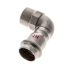 Racor a presión codo de 90 grados - 22 mm hembra y R 3/4'' macho - Acero inoxidable