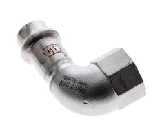 Accesorio a presión codo de 90 grados - 15 mm hembra y Rp 1/2'' hembra - Acero inoxidable
