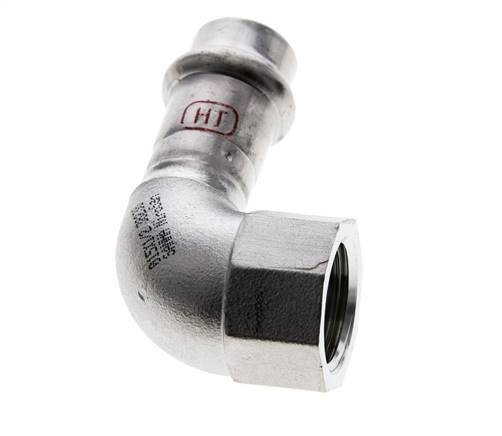 Accesorio a presión codo de 90 grados - 15 mm hembra y Rp 1/2'' hembra - Acero inoxidable