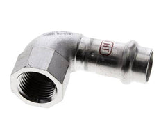 Accesorio a presión codo de 90 grados - 15 mm hembra y Rp 1/2'' hembra - Acero inoxidable