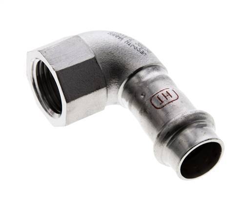 Accesorio a presión codo de 90 grados - 15 mm hembra y Rp 1/2'' hembra - Acero inoxidable