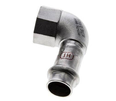 Accesorio a presión codo de 90 grados - 15 mm hembra y Rp 1/2'' hembra - Acero inoxidable