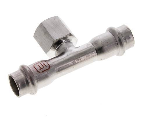 Tee Press Fitting - 15mm Hembra & Rp 1/2'' Hembra - Acero Inoxidable