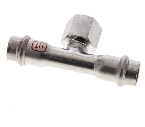 Tee Press Fitting - 15mm Hembra & Rp 1/2'' Hembra - Acero Inoxidable