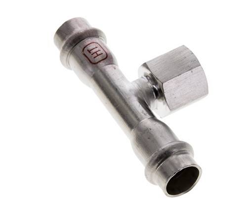 Tee Press Fitting - 15mm Hembra & Rp 1/2'' Hembra - Acero Inoxidable