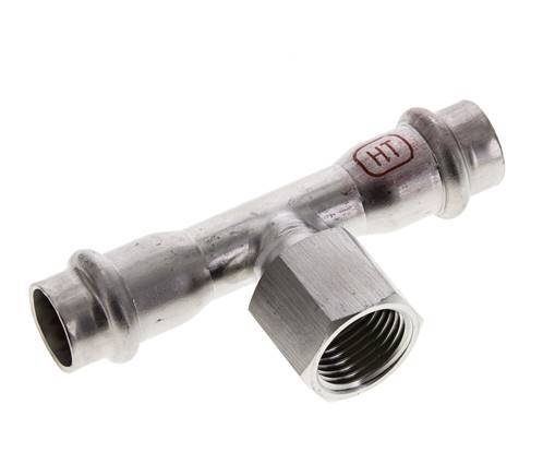 Tee Press Fitting - 15mm Hembra & Rp 1/2'' Hembra - Acero Inoxidable