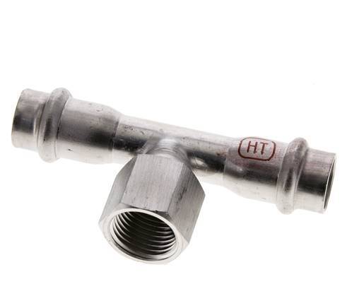 Tee Press Fitting - 15mm Hembra & Rp 1/2'' Hembra - Acero Inoxidable