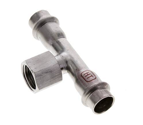 Tee Press Fitting - 15mm Hembra & Rp 1/2'' Hembra - Acero Inoxidable