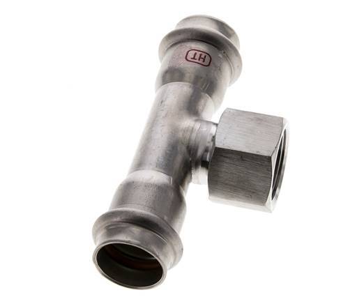 Tee Press Fitting - 22mm Hembra & Rp 3/4'' Hembra - Acero Inoxidable