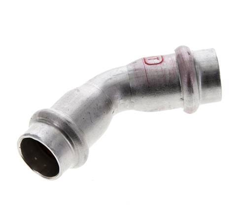 45deg Elbow Press Fitting - 15mm Female - Stainless Steel