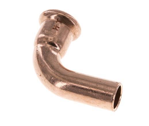 Accesorio a presión codo de 90 grados - 15 mm hembra y 15 mm macho - Aleación de cobre