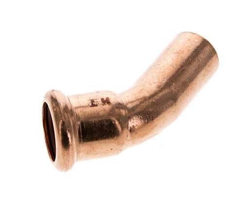 Accesorio a presión codo de 45 grados - 18 mm hembra y 18 mm macho - Aleación de cobre
