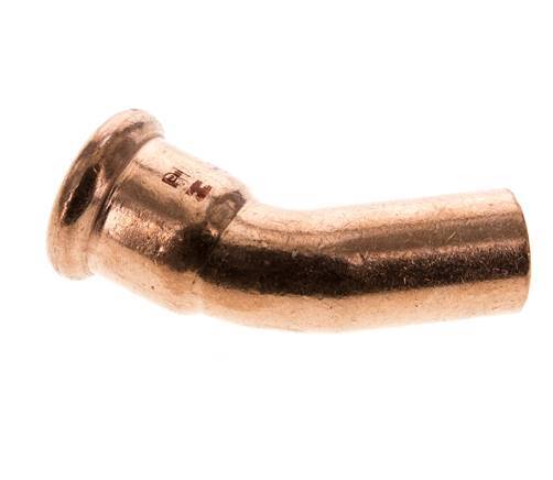 Accesorio a presión codo de 45 grados - 18 mm hembra y 18 mm macho - Aleación de cobre