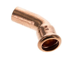 Accesorio a presión codo de 45 grados - 18 mm hembra y 18 mm macho - Aleación de cobre