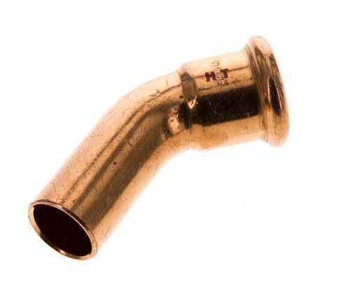 Accesorio a presión codo de 45 grados - 22 mm hembra y 22 mm macho - Aleación de cobre