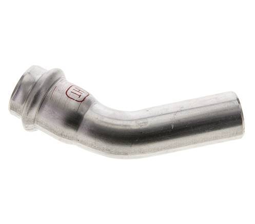 Accesorio a presión codo de 45 grados - 22 mm hembra y 22 mm macho - Acero inoxidable