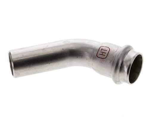 Accesorio a presión codo de 45 grados - 22 mm hembra y 22 mm macho - Acero inoxidable