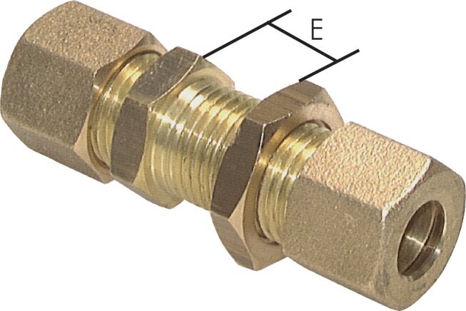 6mm Brass Straight Compression Fitting Bulkhead 150 bar DIN EN 1254-2 [2 Pieces]
