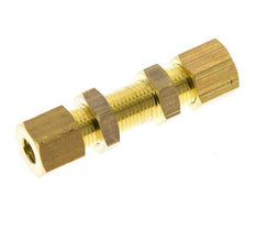 6mm Brass Straight Compression Fitting Bulkhead 150 bar DIN EN 1254-2 [2 Pieces]